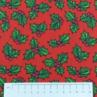 Fabric by the Metre - 856 Christmas Holly - Red