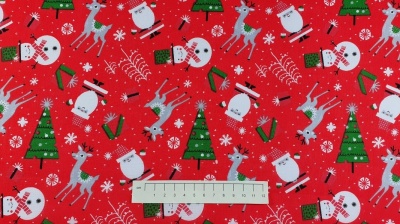 Fabric by the Metre - Christmas Deer - Red