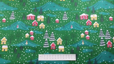 Fabric by the Metre - Christmas House - Green