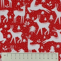 Fabric by the Metre - 880 Christmas Reindeer - Red