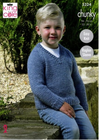 King Cole Childs 'Easy Knit' Sweaters Pattern 5324 - Chunky King Cole Childs 'Easy Knit' Sweaters Pattern 5324 - Chunky