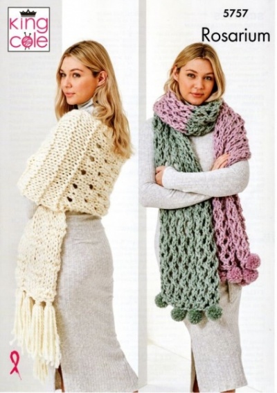 King Cole Ladies Scarves Knitting Pattern 5757 - Mega Chunky King Cole Ladies Scarves Knitting Pattern 5757 - Mega Chunky