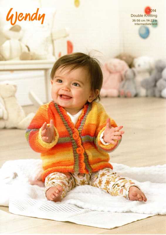 Knitting Patterns Wendy 7014 Giggles DK Toddler's Cardigans