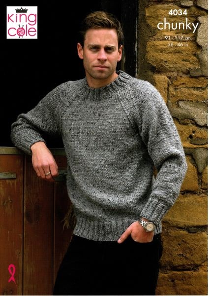 Cottontail Crafts - Knitting Pattern 4034 - Men's Sweater & Cardigan in ...