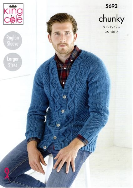 Cottontail Crafts - King Cole Knitting Pattern 5692 - Men's Cardigans ...