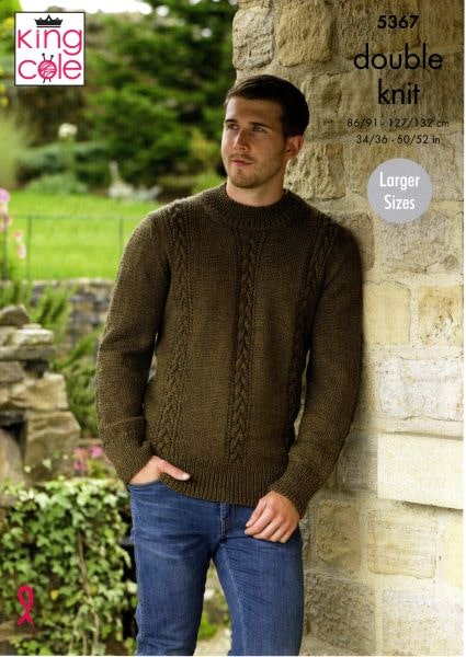 Cottontail Crafts - Knitting Pattern 5367 - Men's Sweater & Slipover in ...