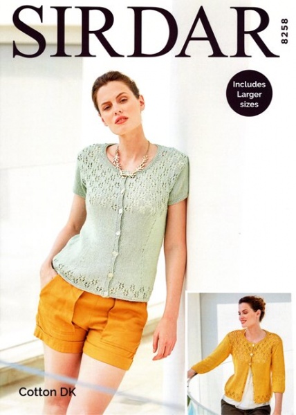 Knitting Pattern Sirdar 8258 Cotton Dk Cardigan Knitting Pattern Sirdar 8258 Cotton Dk Cardigan