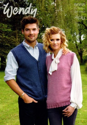 Knitting Pattern Wendy 5688 Merino Ply Waistcoat Slipover