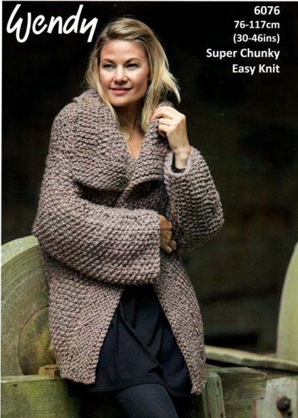 Knitting Pattern Wendy 6076 Harris Super Chunky Jacket Knitting Pattern Wendy 6076 Harris Super Chunky Jacket
