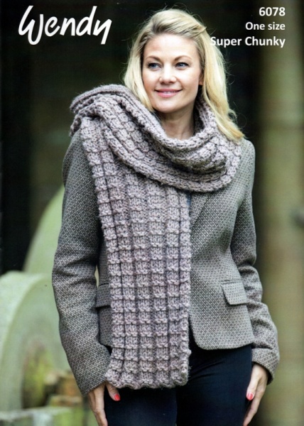 Knitting Pattern Wendy 6078 Harris Super Chunky Scarf Neck Warmer And Mittens Knitting Pattern Wendy 6078 Harris Super Chunky Scarf Neck Warmer And Mittens