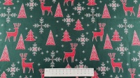 Fabric by the Metre - P347 -  Reindeers- Green