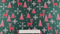 Fabric by the Metre - P347 -  Reindeers- Green