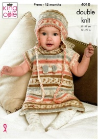 5086 King Cole Baby Double Knitting Pattern Simple Cable Sweaters Hats & Socks